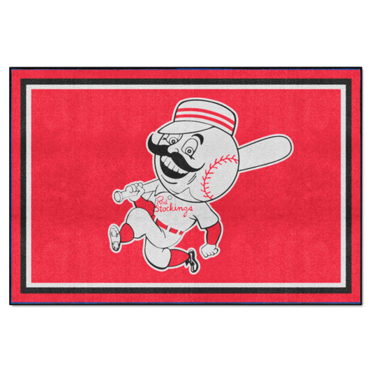 Cincinnati Reds 5ft. x 8 ft. Plush Area Rug - Retro Collection - Cincinnati Reds