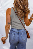 Waffle-Knit Scoop Neck Tank - Trendsi - Flyclothing LLC