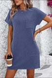 Ribbed Striped Short Sleeve Mini Tee Dress - Trendsi - Flyclothing LLC