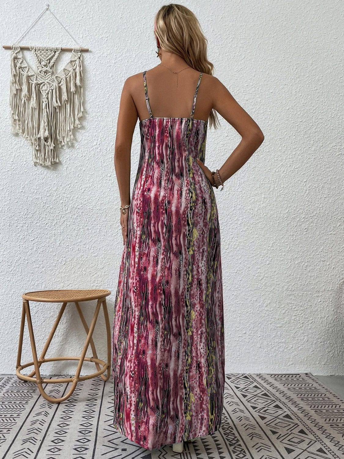 Full Size Printed Scoop Neck Maxi Cami Dress - Trendsi