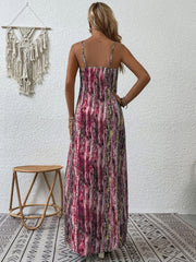 Full Size Printed Scoop Neck Maxi Cami Dress - Trendsi