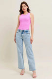 Judy Blue Full Size High Waist Stone Wash Straight Jeans Plus Size - Trendsi - Flyclothing LLC