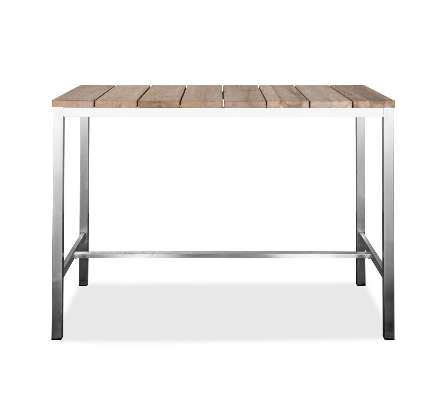 55" Wood Brown And Silver Solid Wood And Stainless Steel Dining Table - Homeroots - Flyclothing LLC