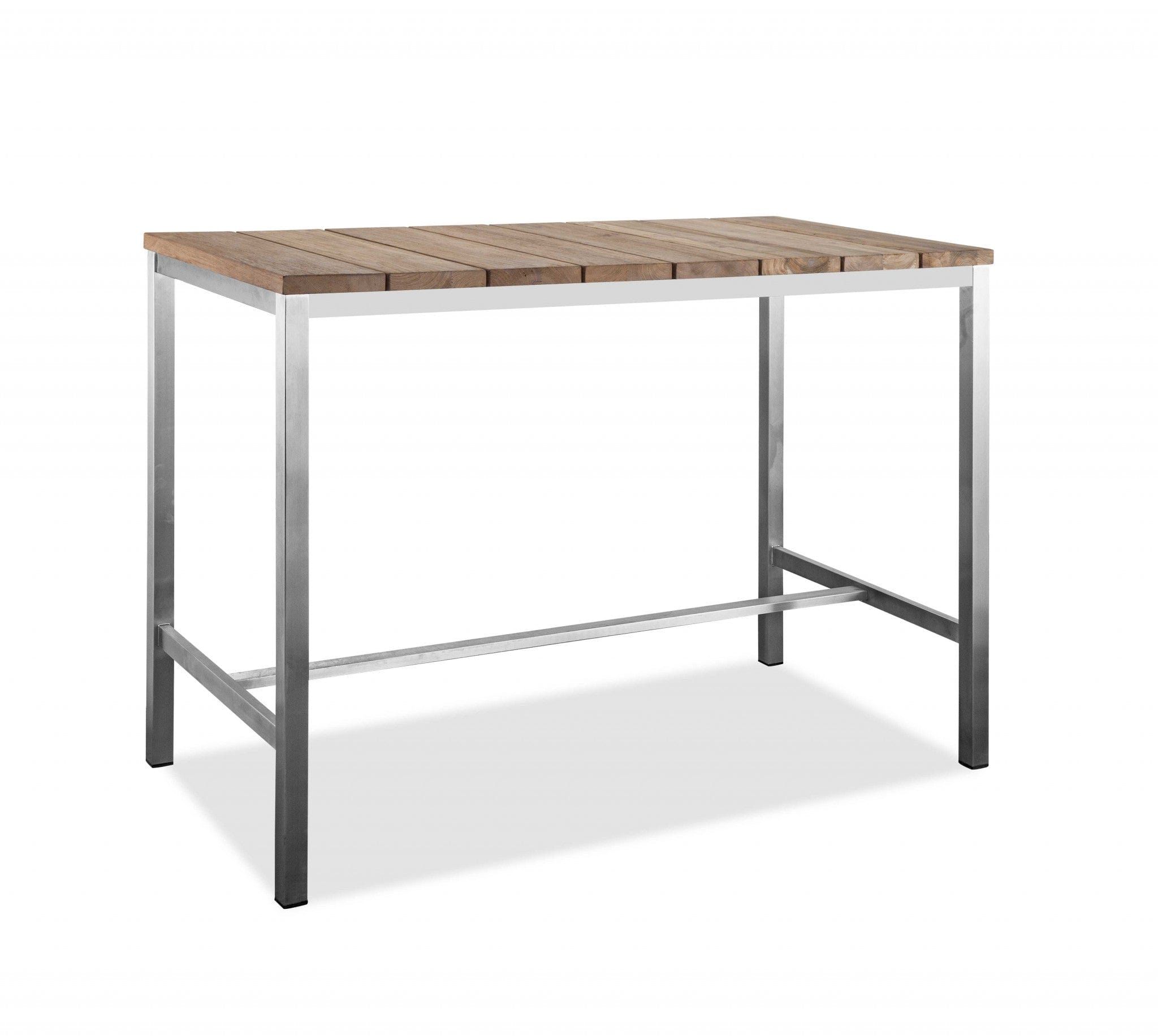 55" Wood Brown And Silver Solid Wood And Stainless Steel Dining Table - Homeroots - Flyclothing LLC