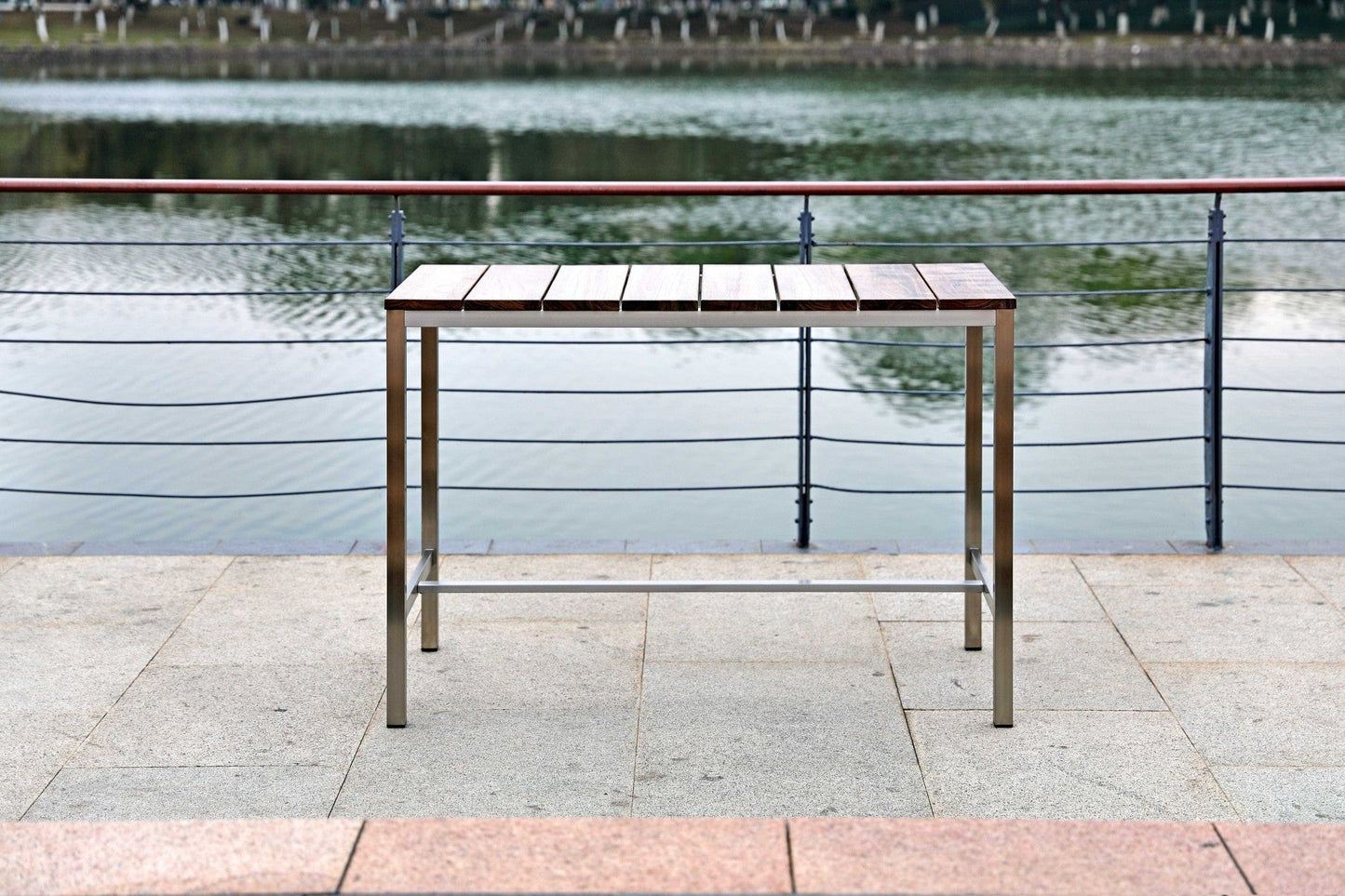 55" Wood Brown And Silver Solid Wood And Stainless Steel Dining Table - Homeroots - Flyclothing LLC