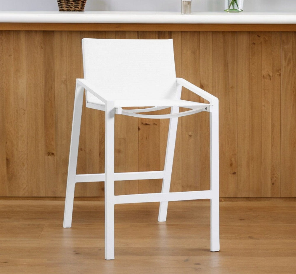 28" White Stainless Steel Counter Height Bar Chair - Homeroots - Flyclothing LLC