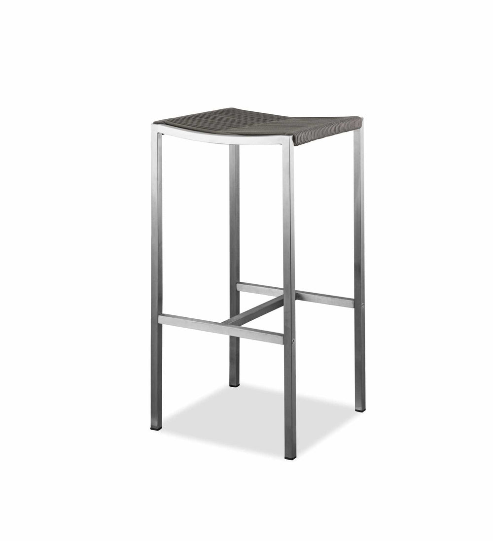 Set of Four 28" Brown And Silver Stainless Steel Backless Bar Height Bar Chairs - Homeroots