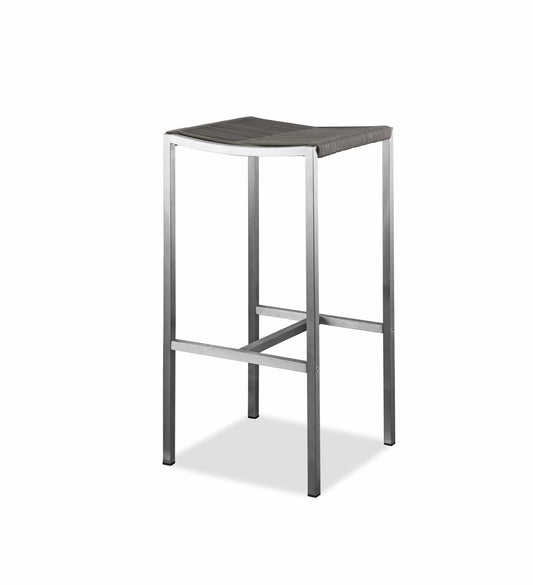 Set of Four 28" Brown And Silver Stainless Steel Backless Bar Height Bar Chairs - Homeroots