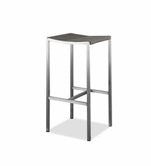 Set of Four 28" Brown And Silver Stainless Steel Backless Bar Height Bar Chairs - Homeroots