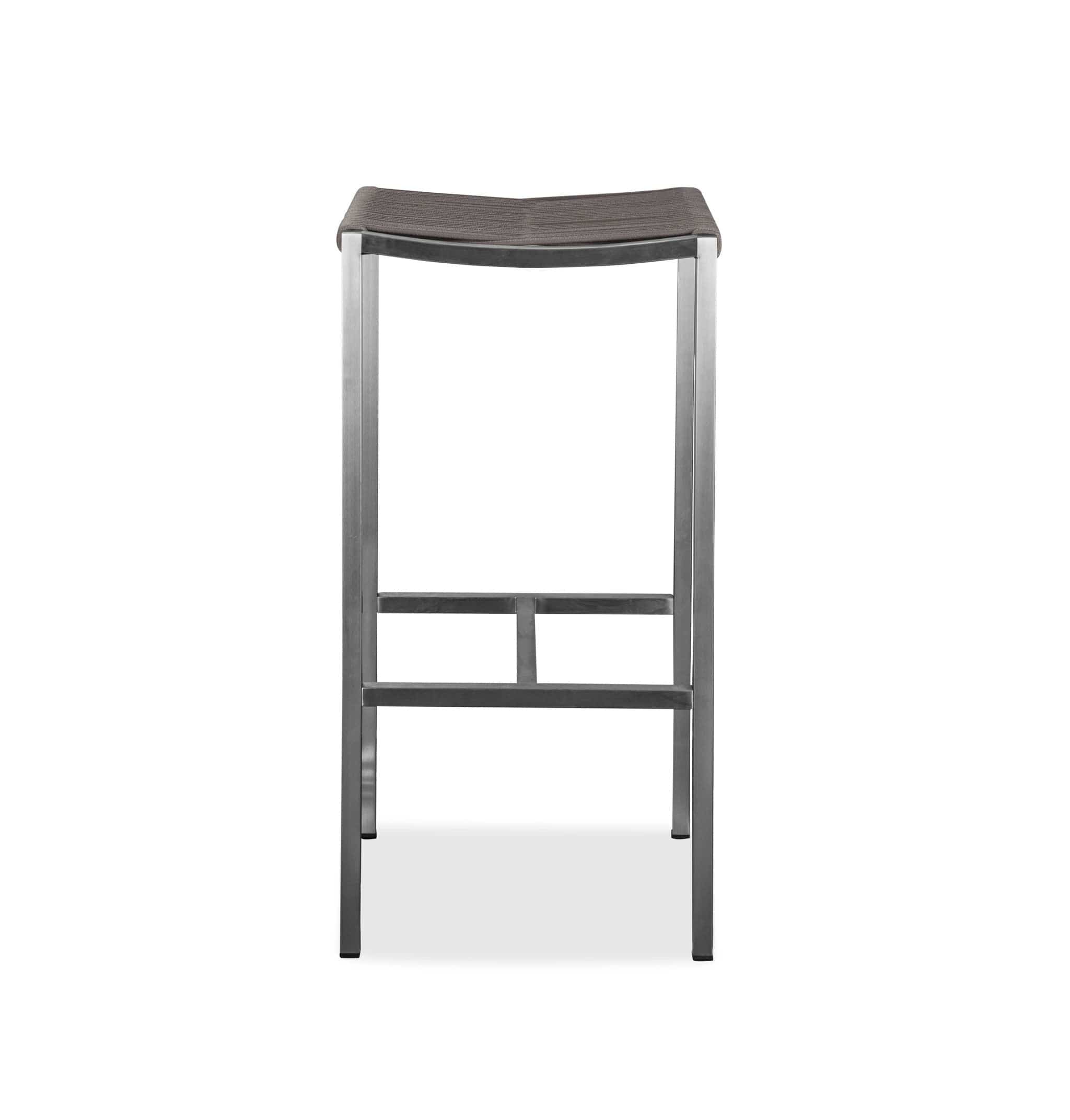 Set of Four 28" Brown And Silver Stainless Steel Backless Bar Height Bar Chairs - Homeroots