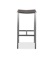 Set of Four 28" Brown And Silver Stainless Steel Backless Bar Height Bar Chairs - Homeroots