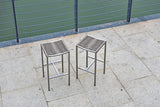 Set of Four 28" Brown And Silver Stainless Steel Backless Bar Height Bar Chairs - Homeroots - Flyclothing LLC