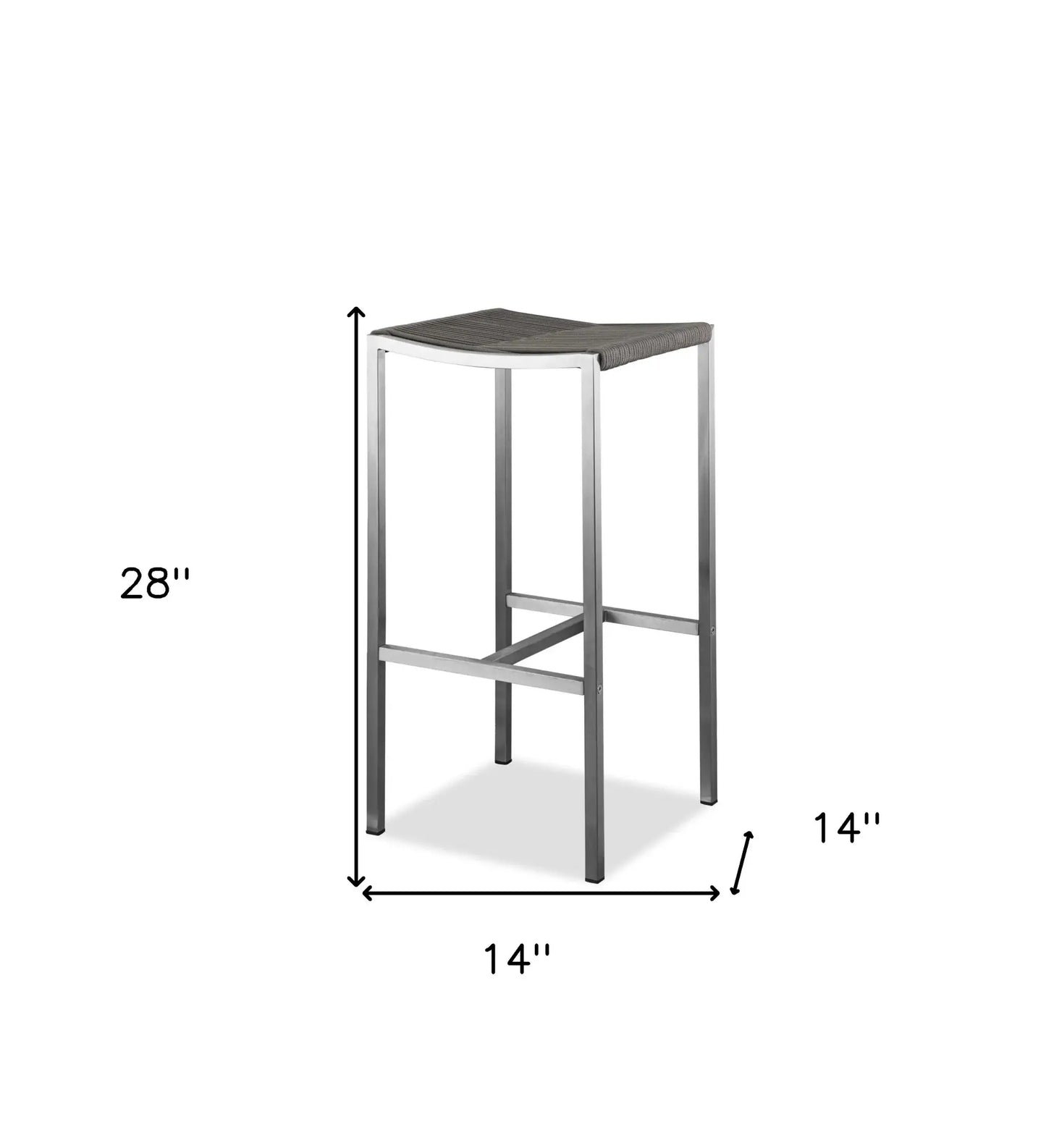 Set of Four 28" Brown And Silver Stainless Steel Backless Bar Height Bar Chairs - Homeroots - Flyclothing LLC