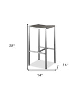Set of Four 28" Brown And Silver Stainless Steel Backless Bar Height Bar Chairs - Homeroots - Flyclothing LLC