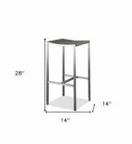 Set of Four 28" Brown And Silver Stainless Steel Backless Bar Height Bar Chairs - Homeroots - Flyclothing LLC