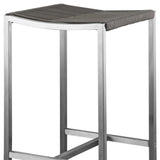 Set of Four 28" Brown And Silver Stainless Steel Backless Bar Height Bar Chairs - Homeroots - Flyclothing LLC
