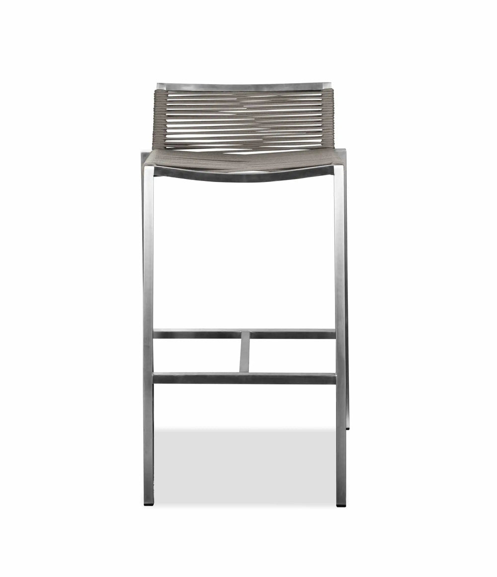 28" Brown And Silver Stainless Steel Low Back Bar Height Bar Chair - Homeroots