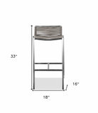 28" Brown And Silver Stainless Steel Low Back Bar Height Bar Chair - Homeroots - Flyclothing LLC