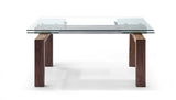 63" Clear and Brown Glass Self-Storing Leaf Dining Table - Homeroots