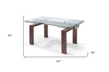 63" Clear and Brown Glass Self-Storing Leaf Dining Table - Homeroots - Flyclothing LLC