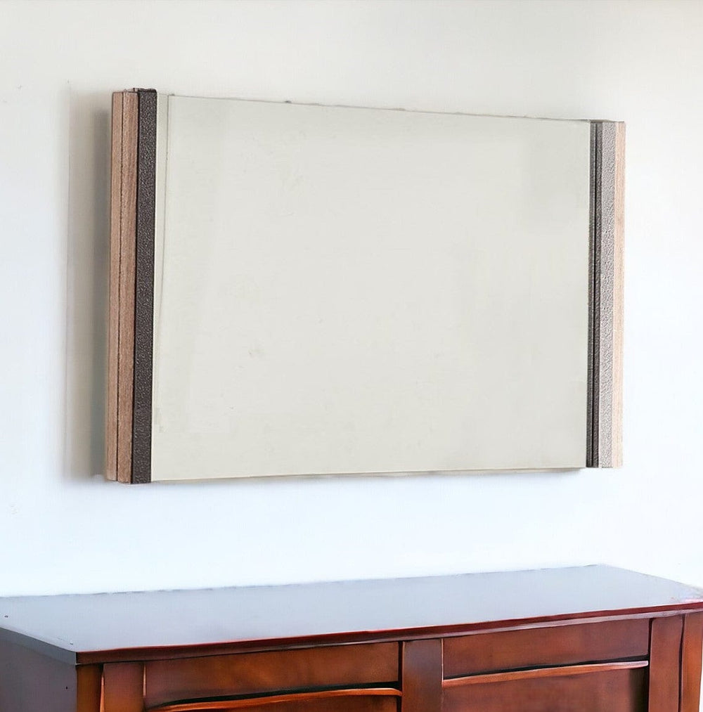 35" Natural Framed Accent Mirror - Homeroots