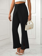 Slit Flare Pants with Pockets - Trendsi - Flyclothing LLC