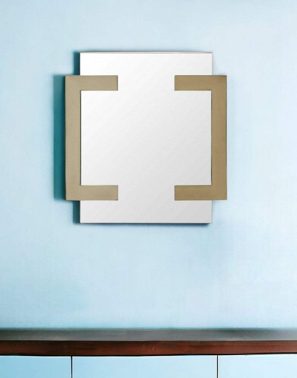 35" Gold Abstract Metal Framed Accent Mirror - Homeroots