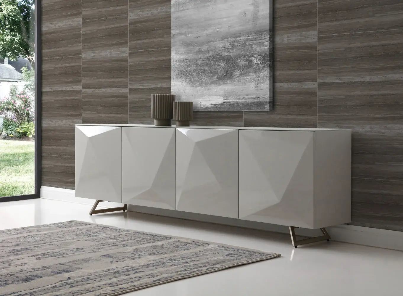 94 X 18 X 29 Grey Glass Buffet - Homeroots - Flyclothing LLC