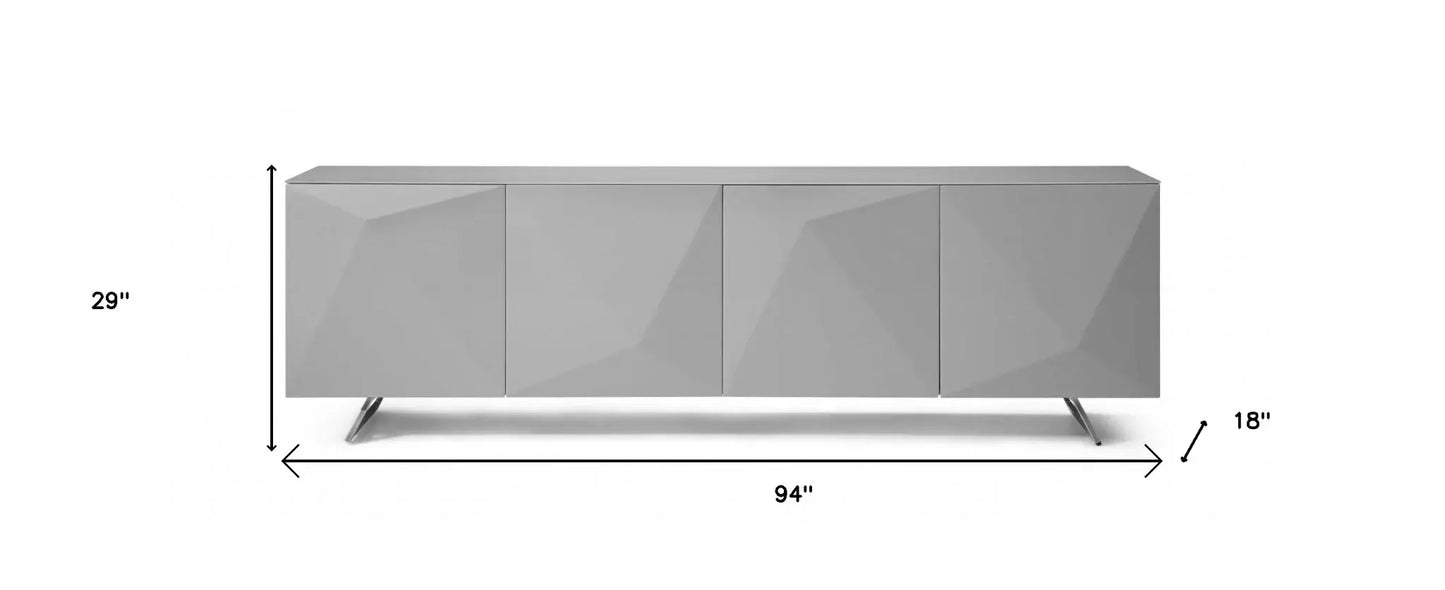 94 X 18 X 29 Grey Glass Buffet - Homeroots - Flyclothing LLC