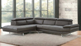 Dark Gray Genuine Leather L Shaped Two Piece Sofa and Chaise Sectional - Homeroots - Flyclothing LLC