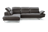Dark Gray Genuine Leather L Shaped Two Piece Sofa and Chaise Sectional - Homeroots