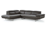 Dark Gray Genuine Leather L Shaped Two Piece Sofa and Chaise Sectional - Homeroots