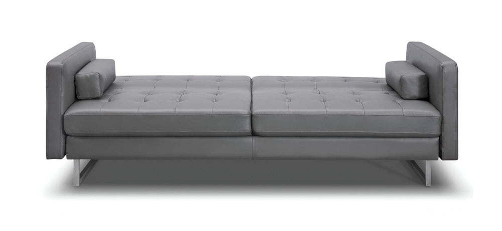 80" Gray Faux Leather Sleeper Sofa With Silver Legs - Homeroots - Flyclothing LLC