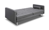 80" Gray Faux Leather Sleeper Sofa With Silver Legs - Homeroots