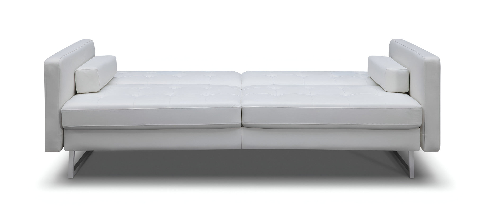 80" White Faux Leather Sleeper Sofa With Silver Legs - Homeroots - Flyclothing LLC