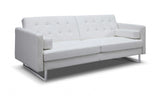 80" White Faux Leather Sleeper Sofa With Silver Legs - Homeroots