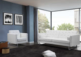 80" White Faux Leather Sleeper Sofa With Silver Legs - Homeroots - Flyclothing LLC
