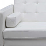 80" White Faux Leather Sleeper Sofa With Silver Legs - Homeroots - Flyclothing LLC