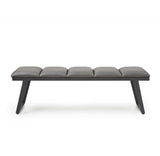 57" Gray Upholstered Faux Leather Bench - Homeroots