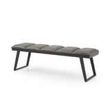 57" Gray Upholstered Faux Leather Bench - Homeroots