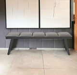 57" Gray Upholstered Faux Leather Bench - Homeroots