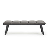 57" Gray Upholstered Faux Leather Bench - Homeroots - Flyclothing LLC