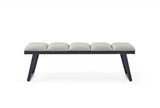 57" Light Gray and Black Upholstered Faux Leather Bench - Homeroots - Flyclothing LLC