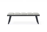 57" Light Gray and Black Upholstered Faux Leather Bench - Homeroots