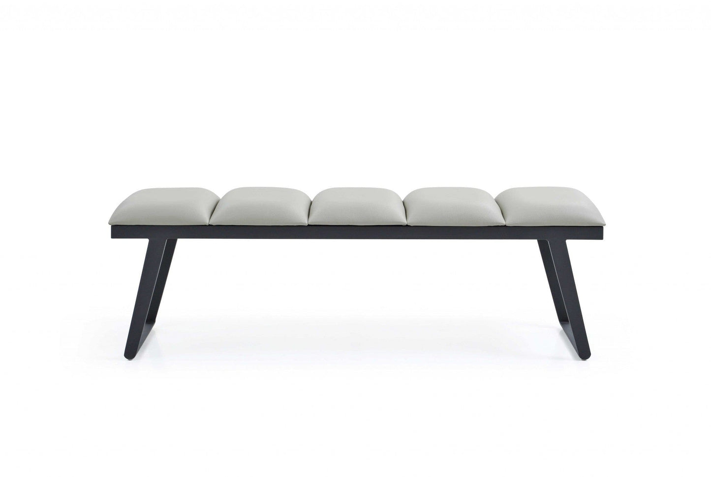 57" Light Gray and Black Upholstered Faux Leather Bench - Homeroots - Flyclothing LLC