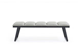 57" Light Gray and Black Upholstered Faux Leather Bench - Homeroots - Flyclothing LLC