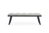 57" Light Gray and Black Upholstered Faux Leather Bench - Homeroots - Flyclothing LLC
