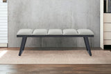 57" Light Gray and Black Upholstered Faux Leather Bench - Homeroots