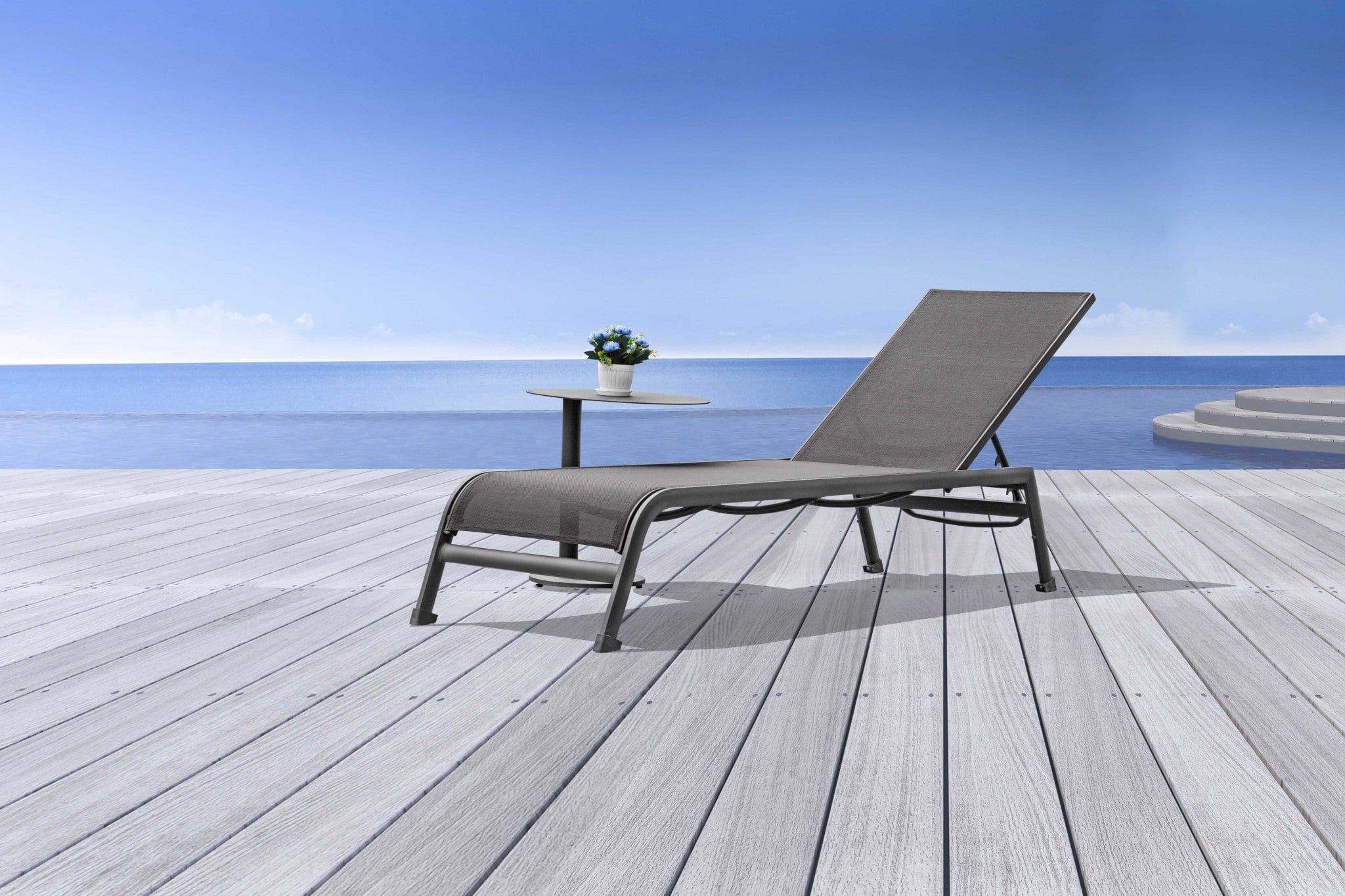 Set of Two 23" Taupe Metal Outdoor Chaise Lounge - Homeroots - Flyclothing LLC