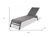 Set of Two 23" Taupe Metal Outdoor Chaise Lounge - Homeroots